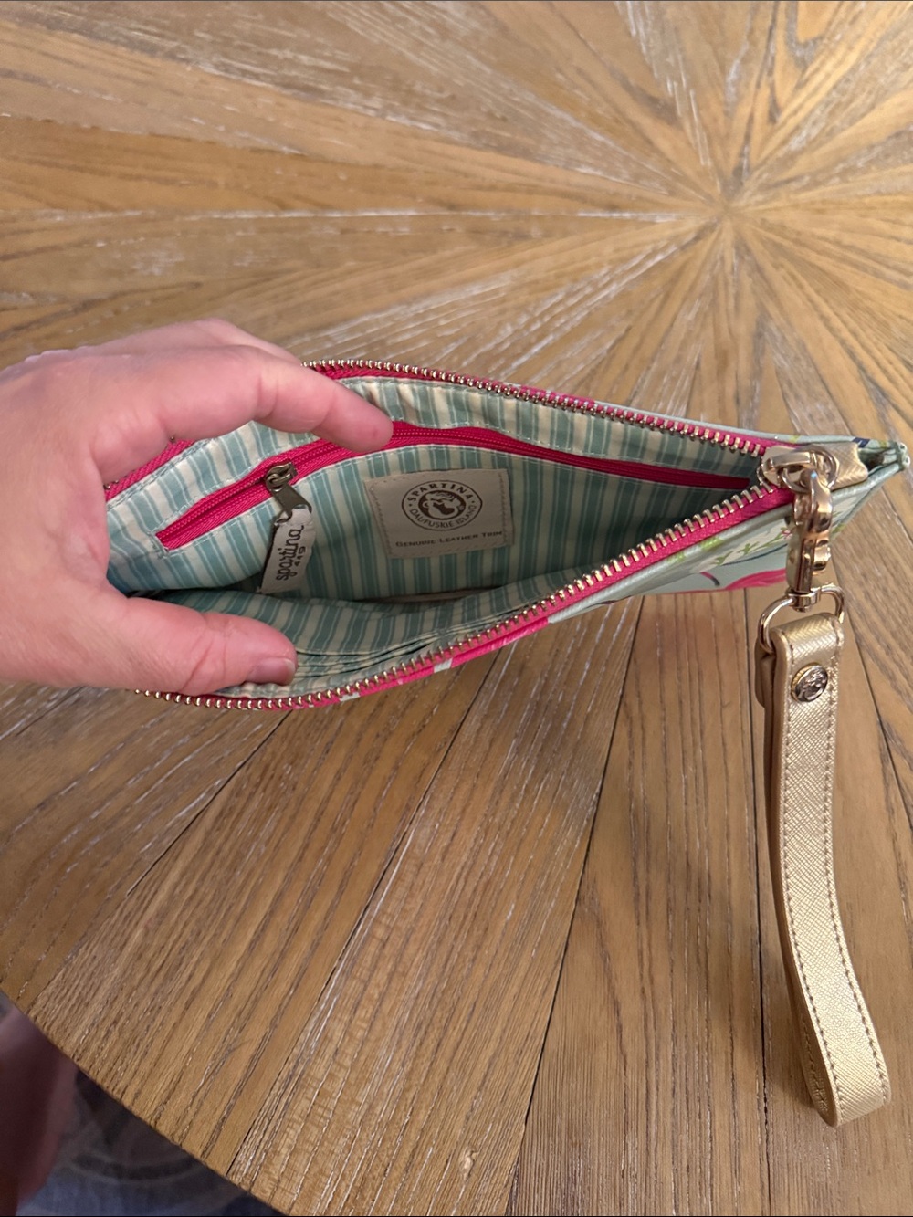 Floral Spartina Pink and Teal Wristlet Clutch - Picture 2 of 6
